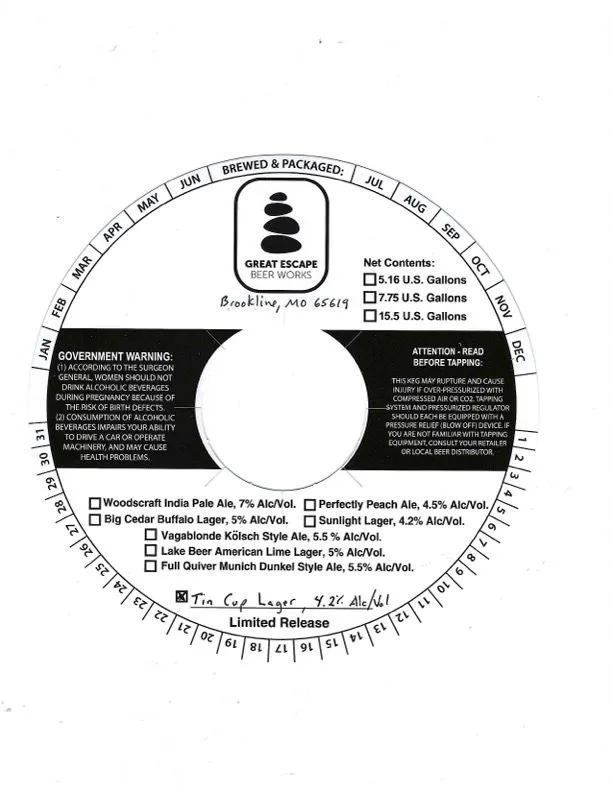Tin Cup Lager label