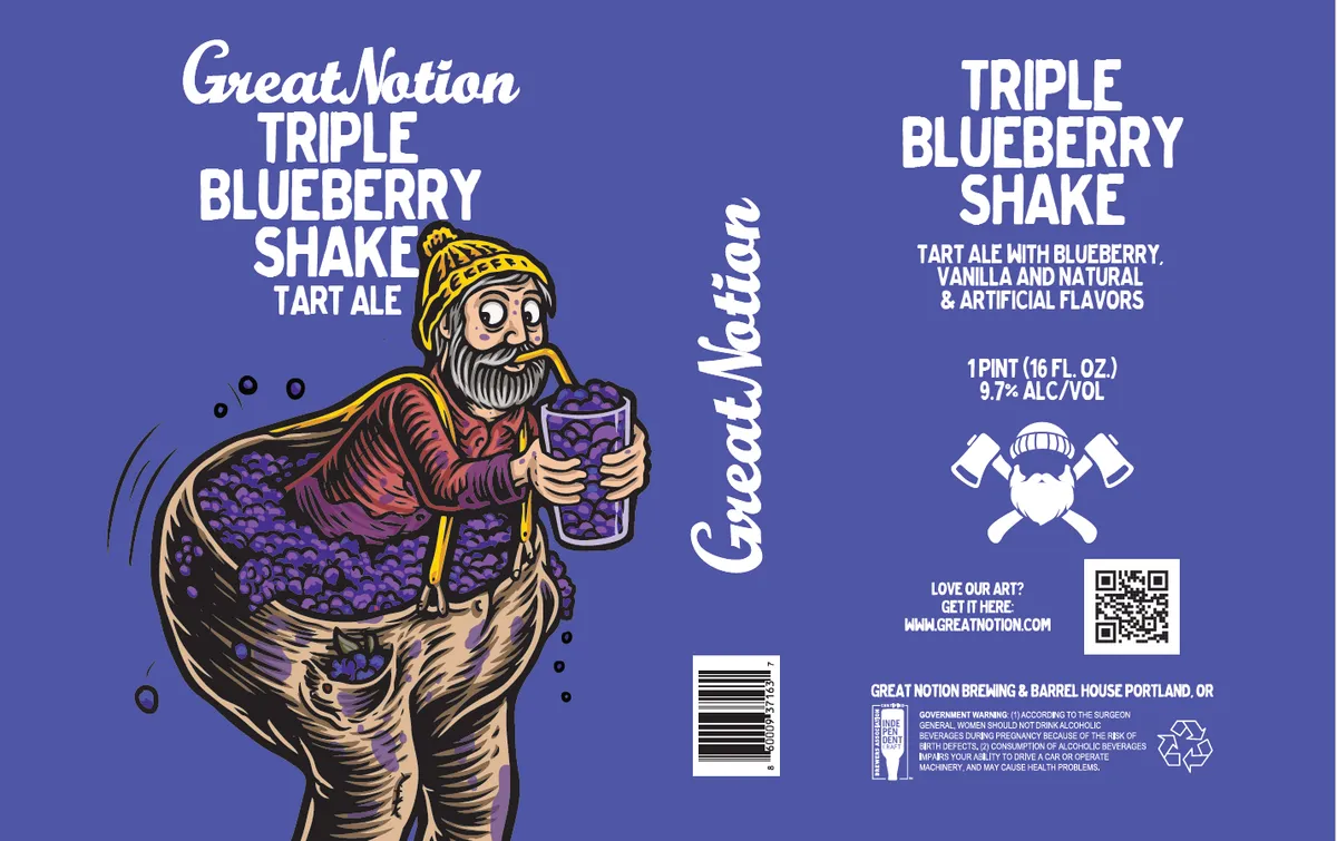 Triple Blueberry Shake label