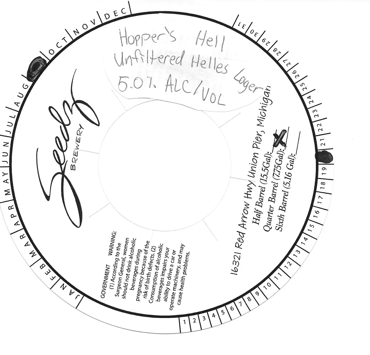 Hopper's Hell Unfiltered Helles Lager label