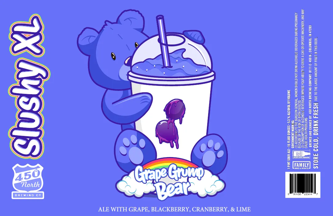 Grape Grump Bear label
