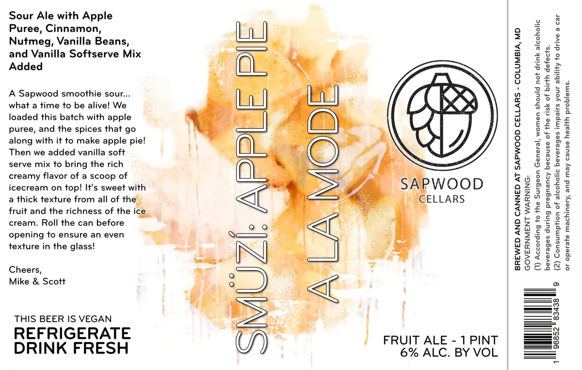 Smuzi Apple Pie A La Mode label