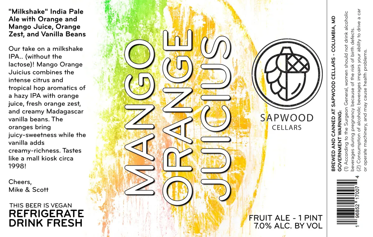 Mango Orange Juicius label