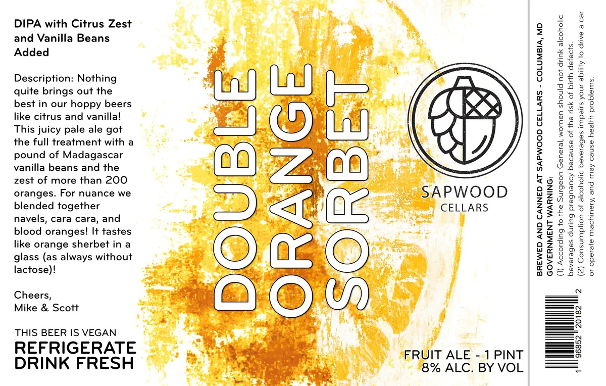 Double Orange Sorbet label