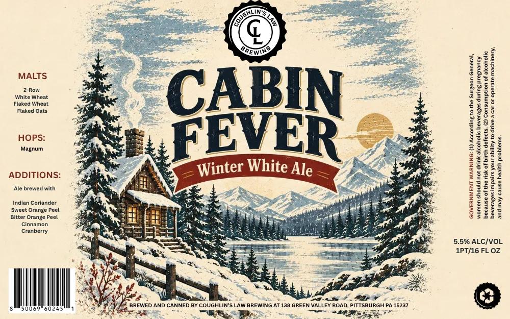 Cabin Fever Winter White Ale label