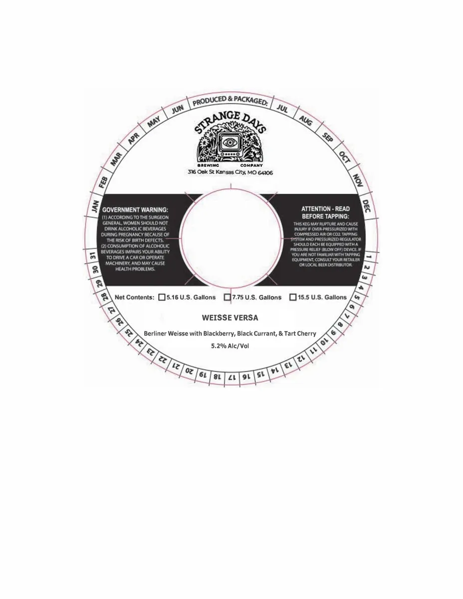 Weisse Versa with Blackberry, Black Currant, and Tart Cherry label
