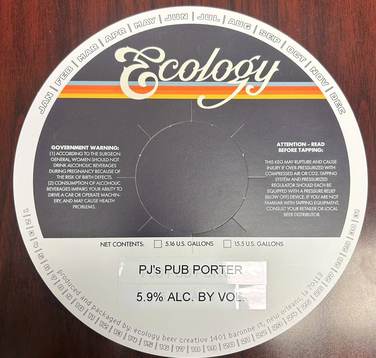 PJ's Pub Porter label