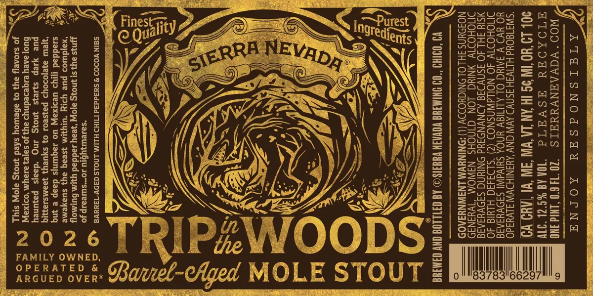 Trip in the Woods Barrel-Aged Mole Stout label