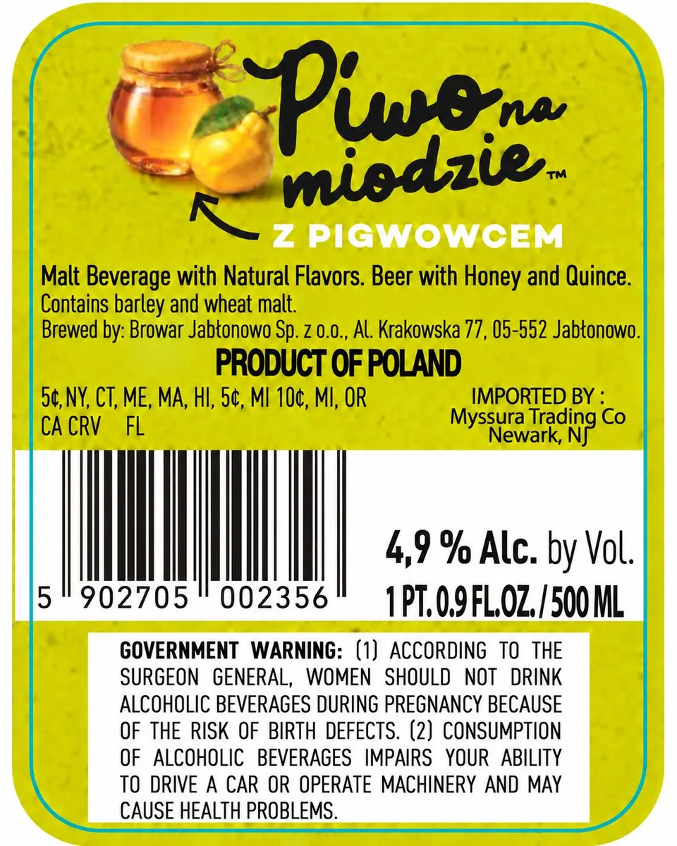 Piwo Na Miodzie Z Pigwowcem label