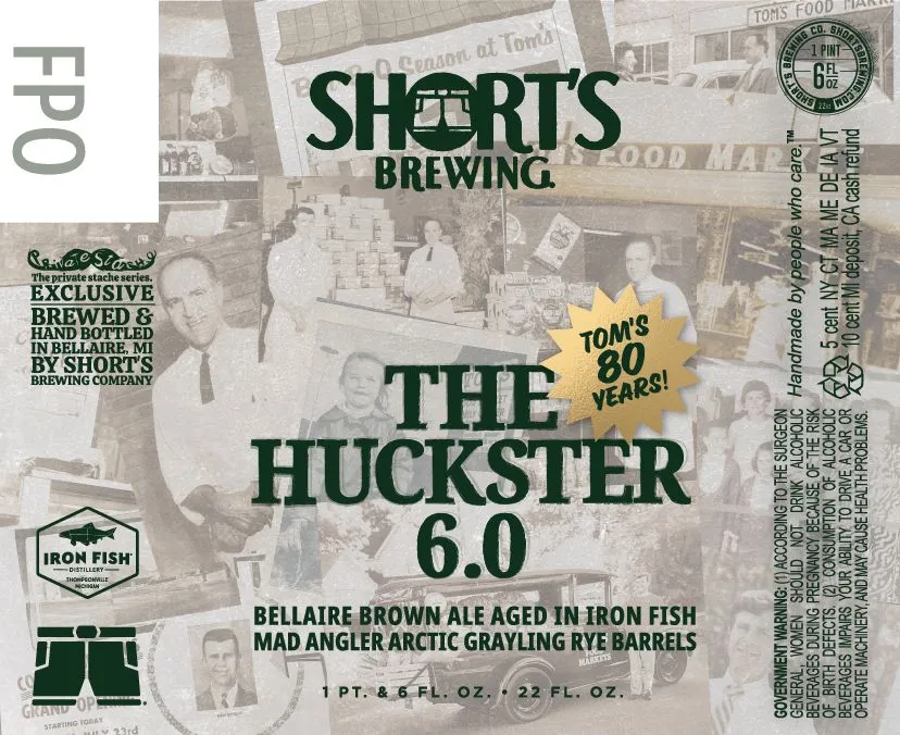 The Huckster 6.0 label art — SHORT'S BREWING