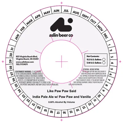 Like Paw Paw Said label