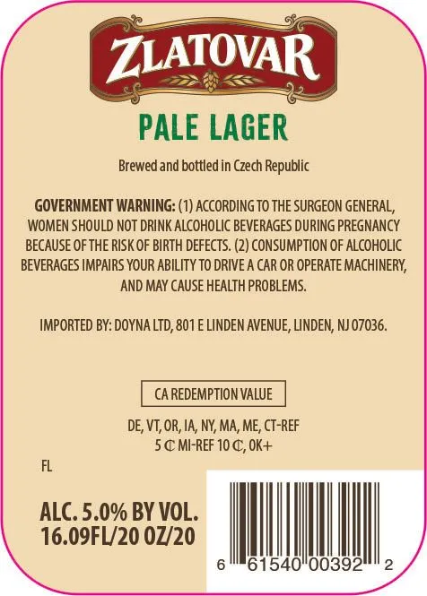 Zlatovar Světlý Ležák label