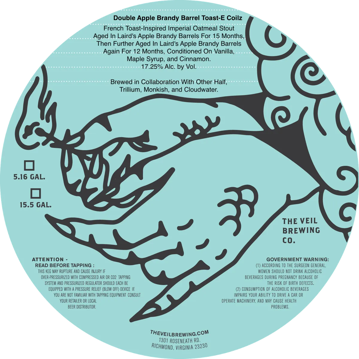 Double Apple Brandy Barrel Toast-E Coilz label