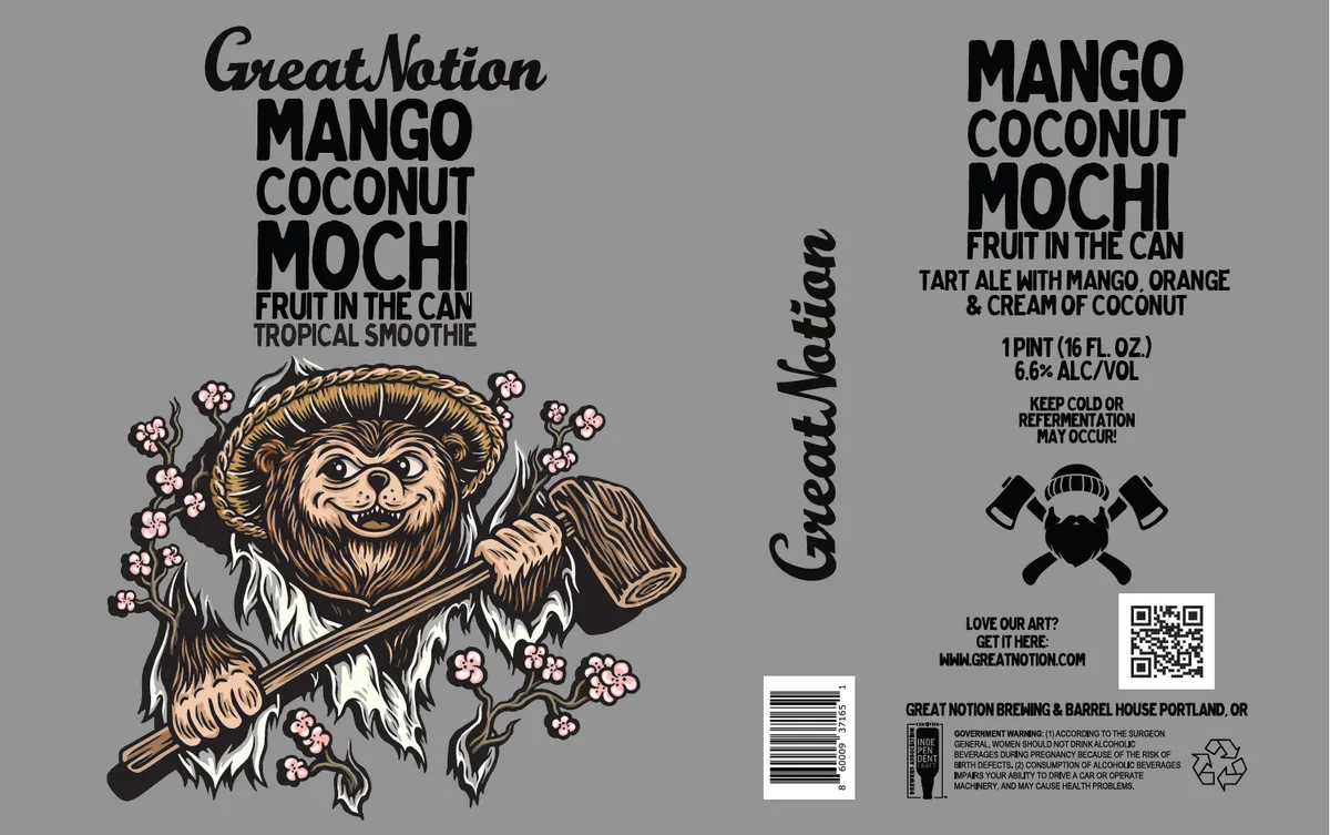 Mango Coconut Mochi Fruit in the Can label