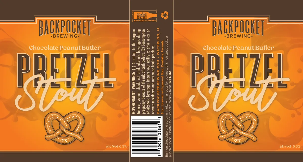 Chocolate Peanut Butter Pretzel Stout label