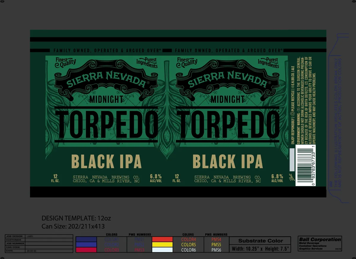 Midnight Torpedo Black IPA label