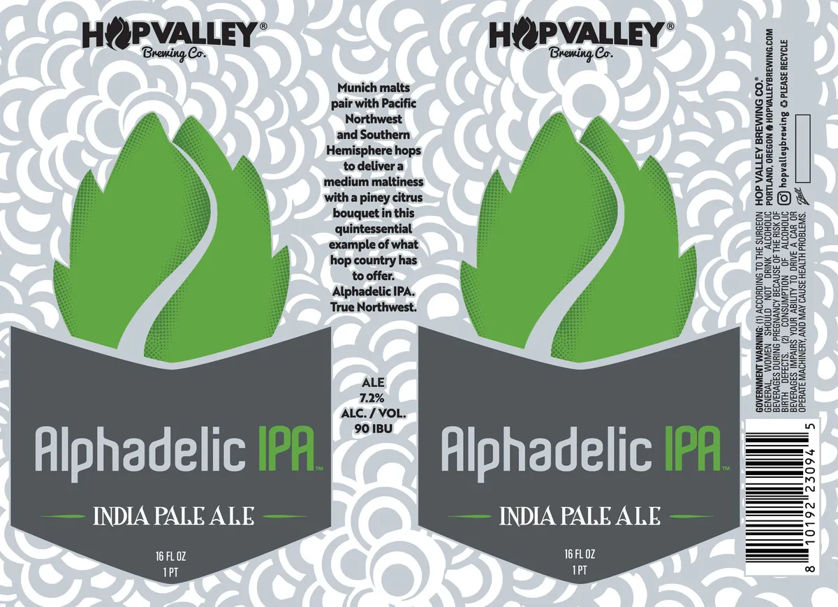 Alphadelic IPA label