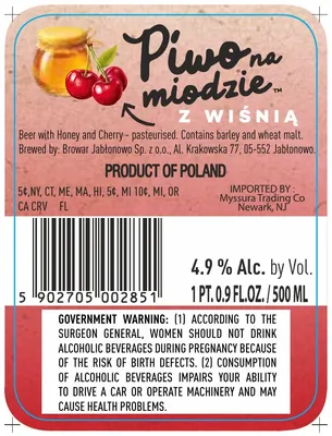 Piwo na miodzie Z Wiśnia label
