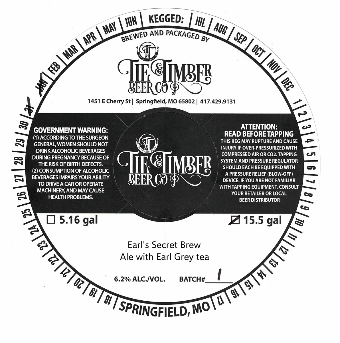 Earl's Secret Brew label