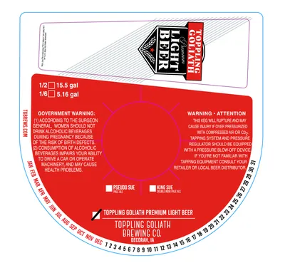 Toppling Goliath Premium Light Beer label