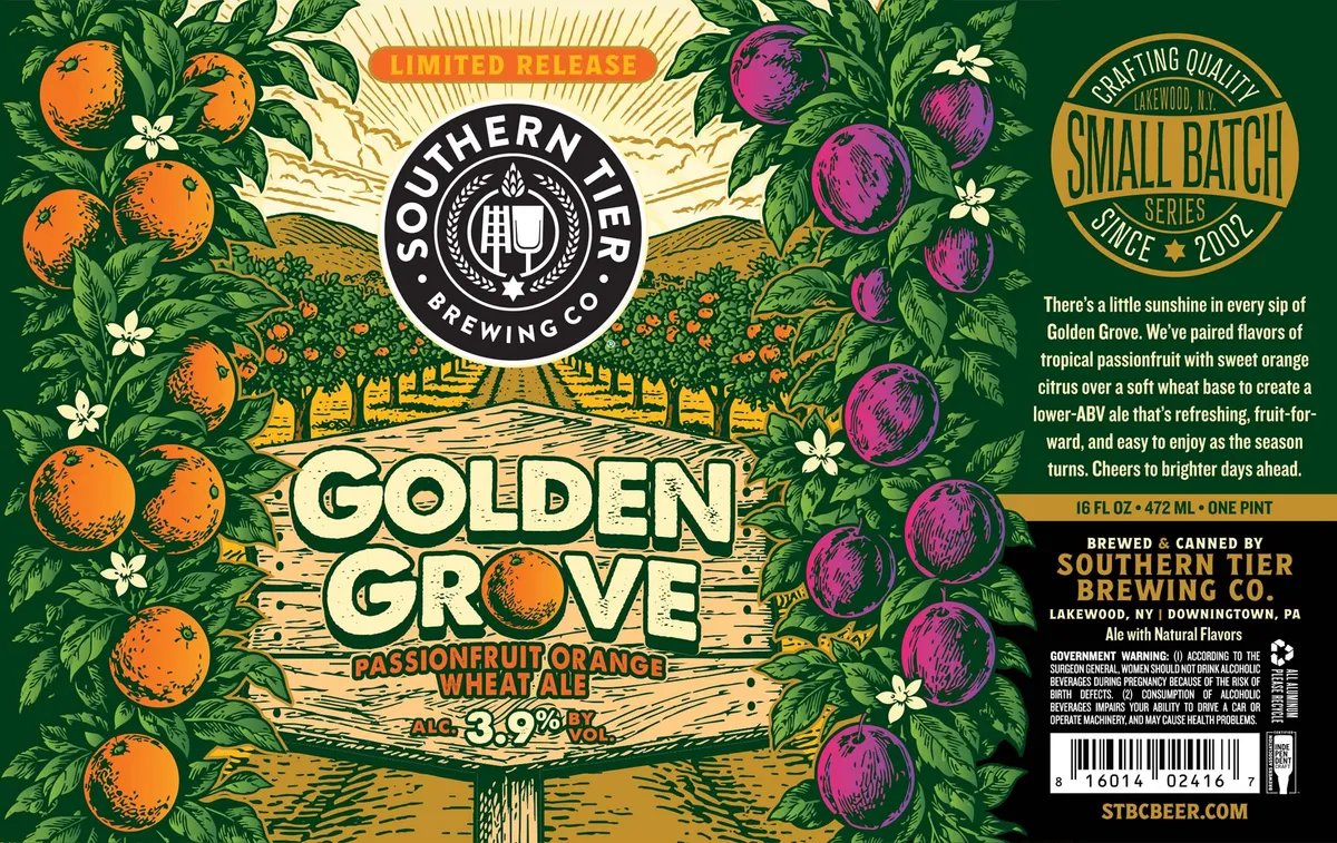 Golden Grove Passionfruit Orange Wheat Ale label