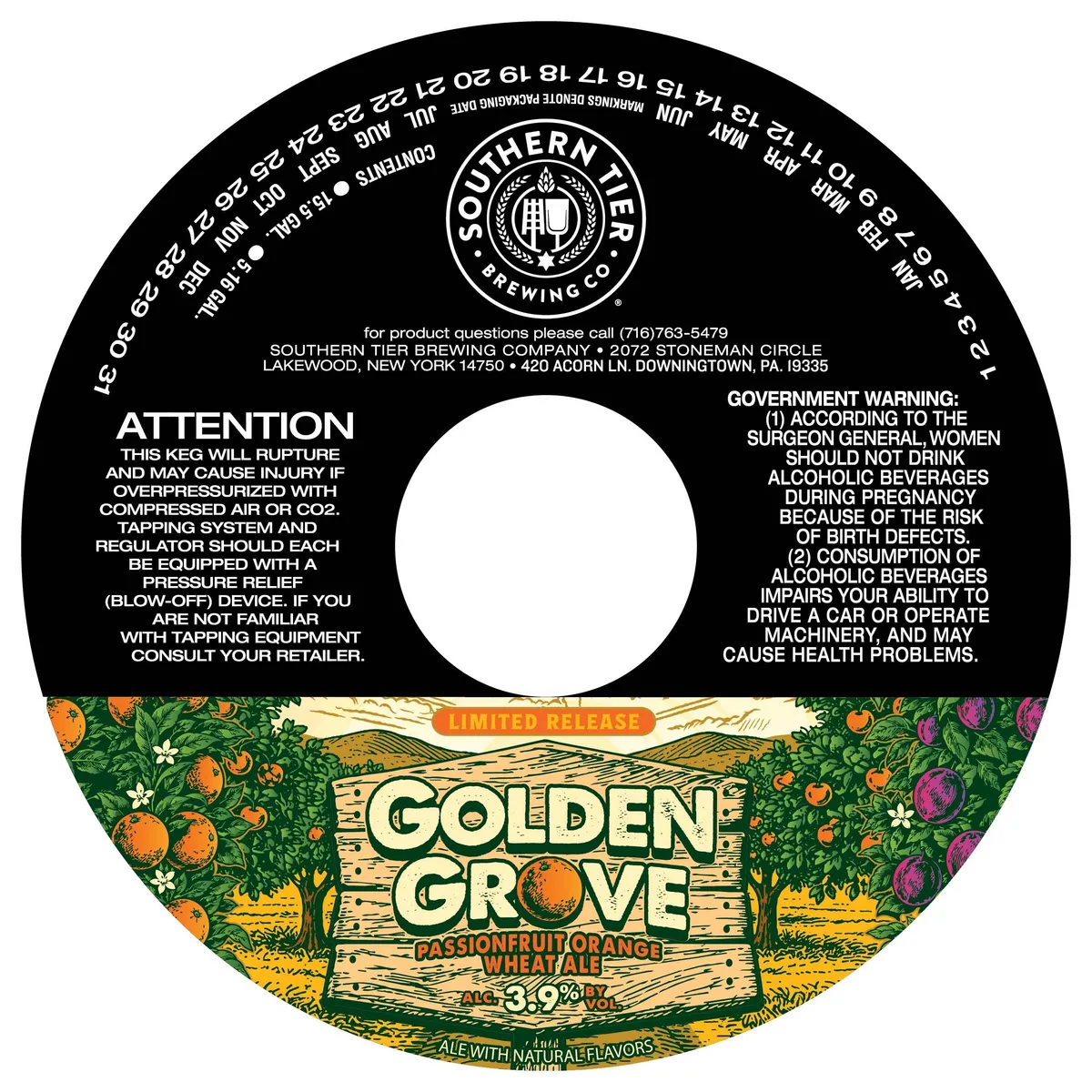 Golden Grove Passionfruit Orange Wheat Ale label