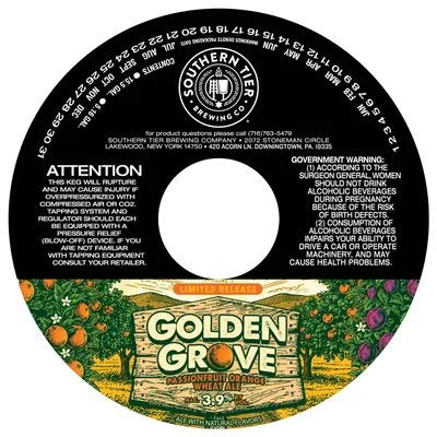 Golden Grove Passionfruit Orange Wheat Ale label