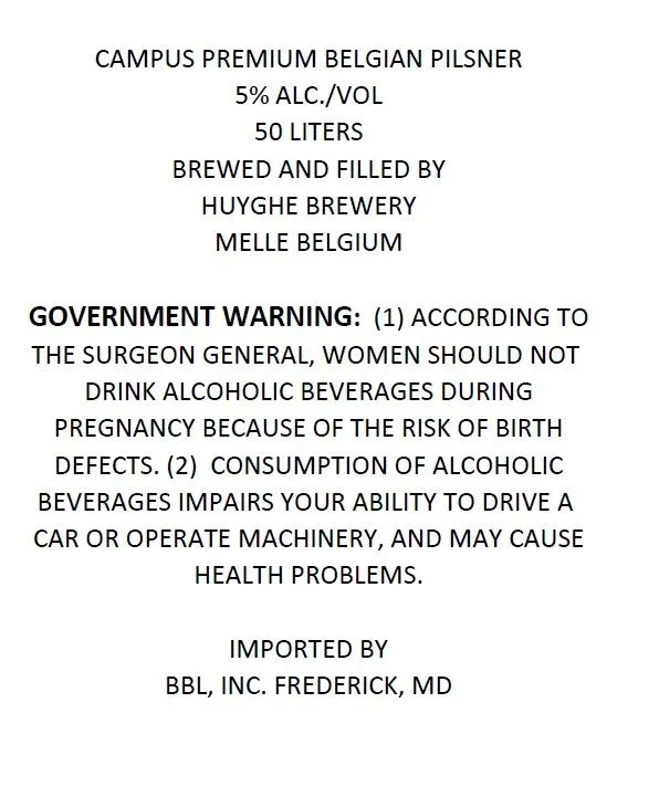 Campus Premium Belgian Pilsner label