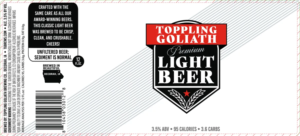 Toppling Goliath Premium Light Beer label