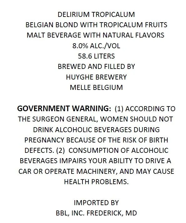 Delirium Tropicalum label