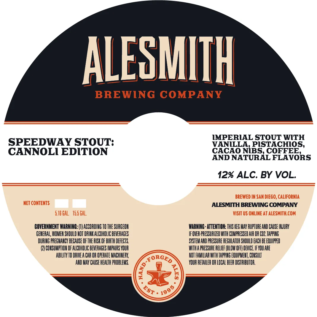 Speedway Stout: Cannoli Edition label