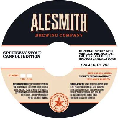 Speedway Stout: Cannoli Edition label