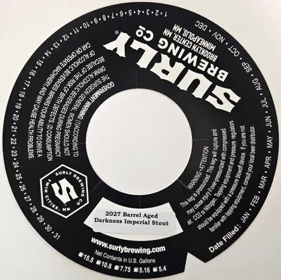 2027 Barrel Aged Darkness Imperial Stout label