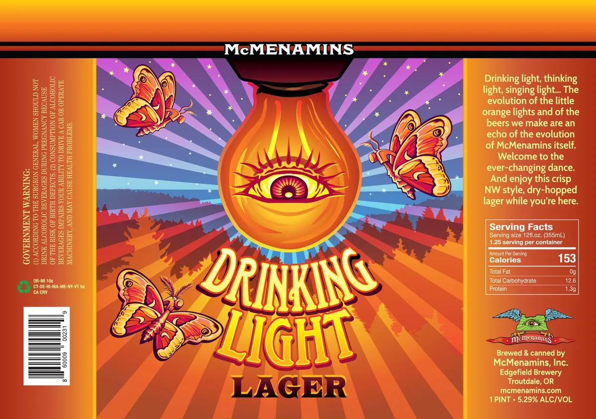 Drinking Light Lager label