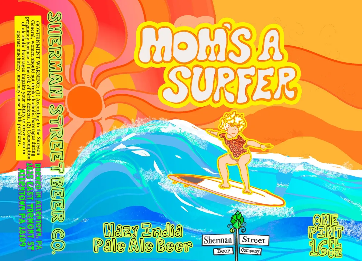 Mom's A Surfer label