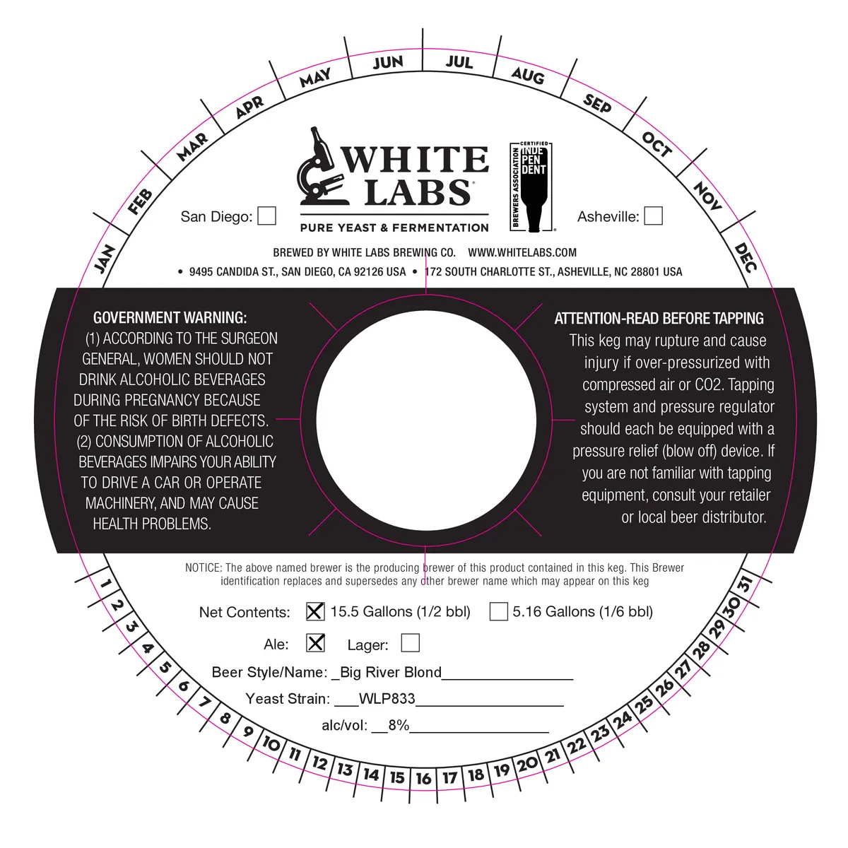 Big River Blond label