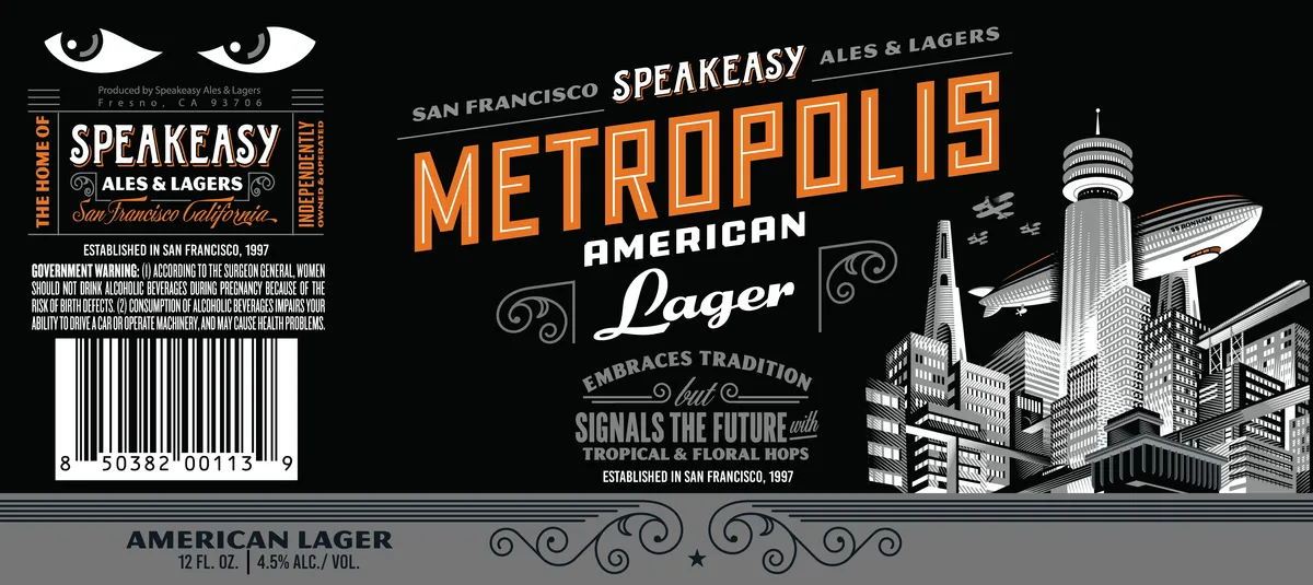 Metropolis American Lager label