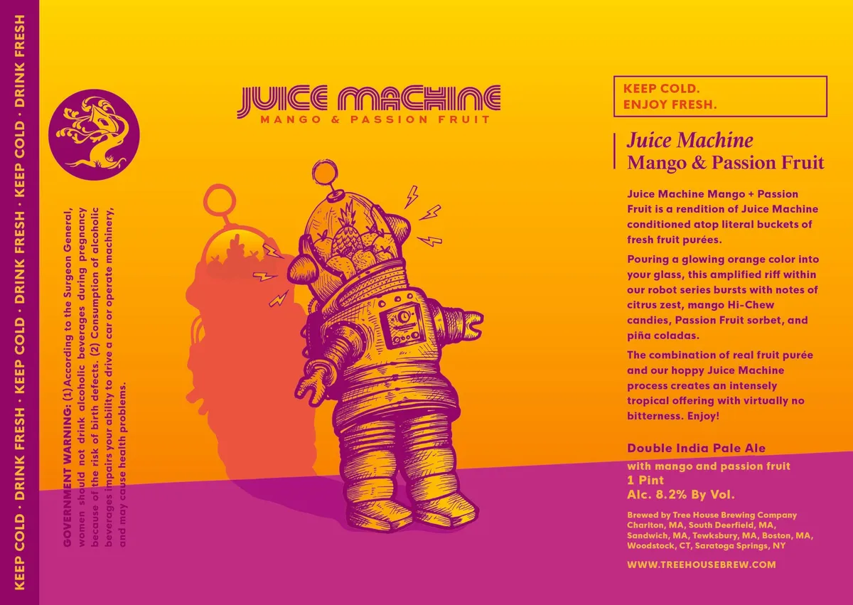 Juice Machine Mango & Passion Fruit label