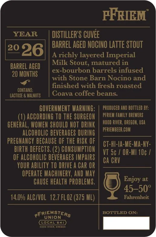 Distiller's Cuvée Barrel Aged Nocino Latte Stout label