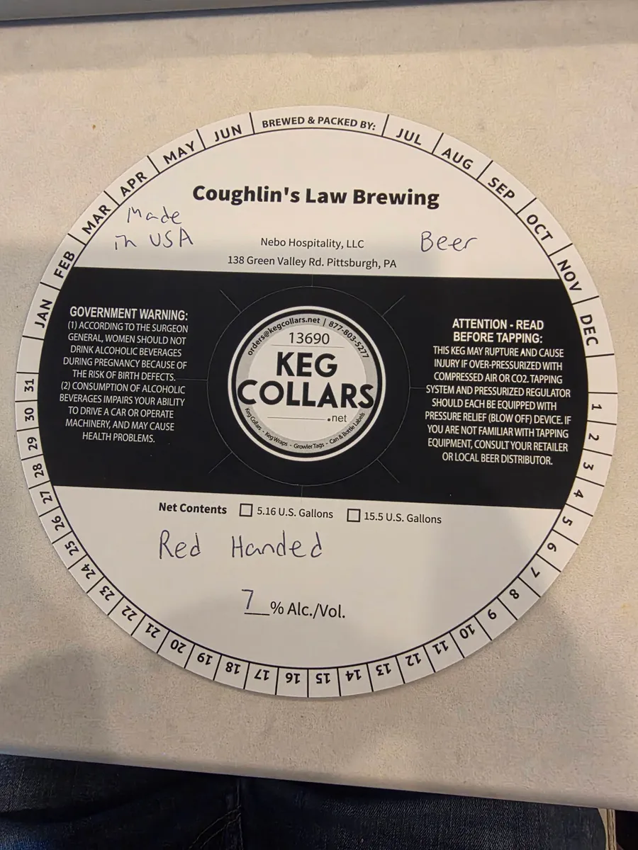 Red Handed label