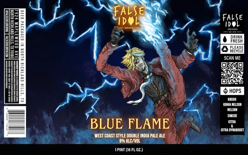 Blue Flame Double West Coast Style India Pale Ale label