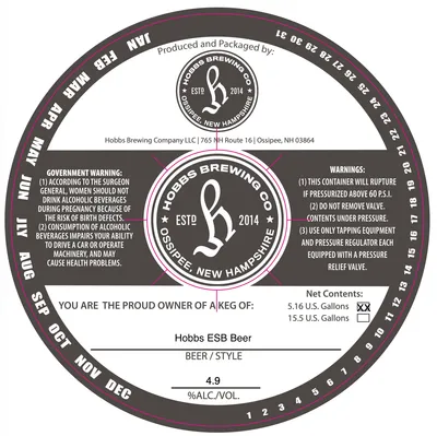 Hobbs ESB Beer label