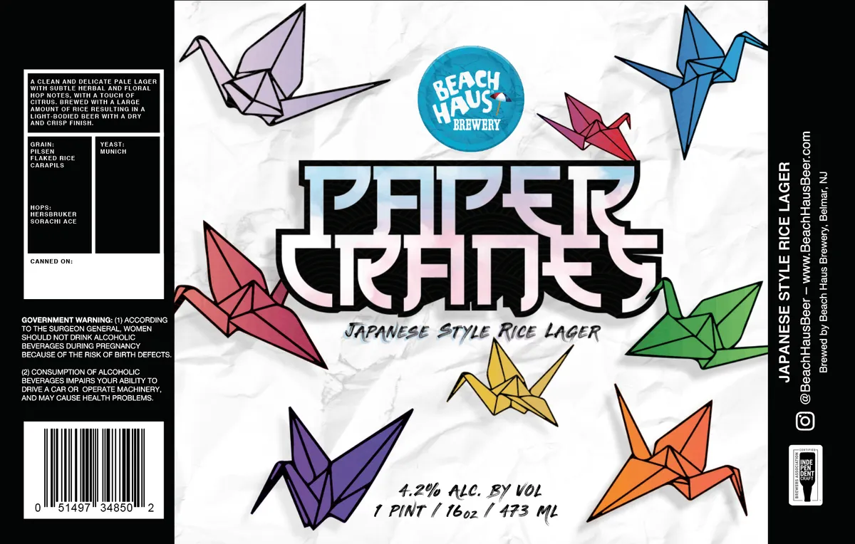 Paper Cranes label