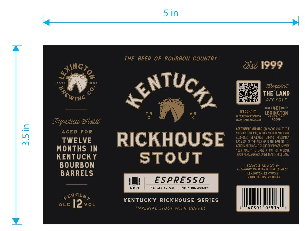 Kentucky Rickhouse Stout Espresso label art — KENTUCKY RICKHOUSE STOUT