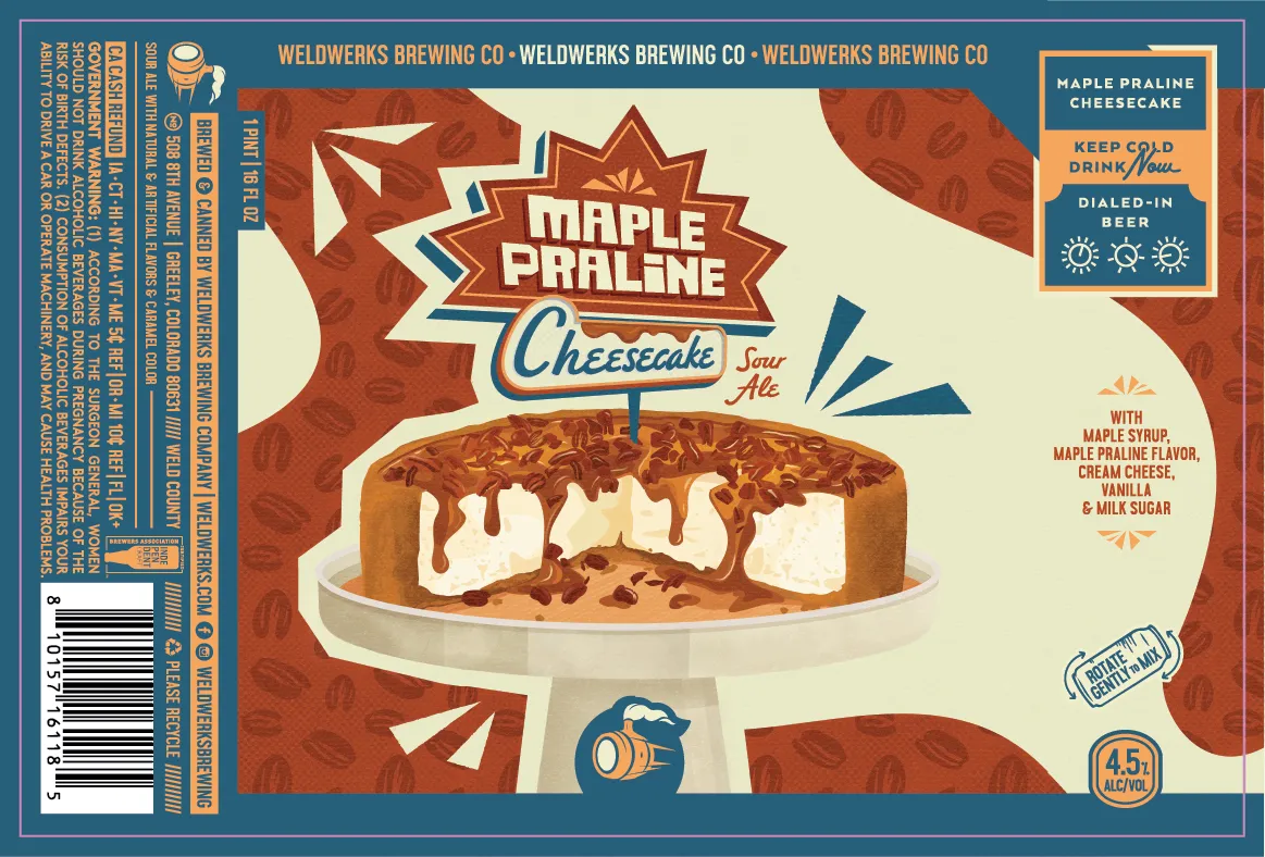 Maple Praline Cheesecake label