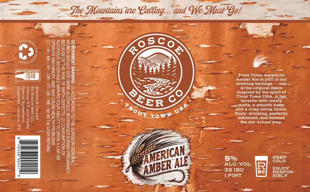 Trout Town American Amber Ale label