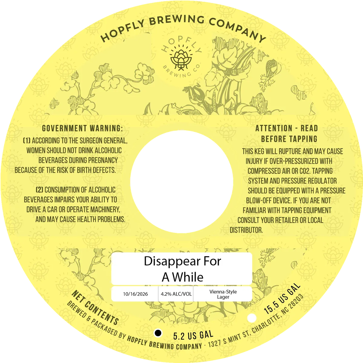 Disappear For A While label art — HOPFLY BREWING COMPANY