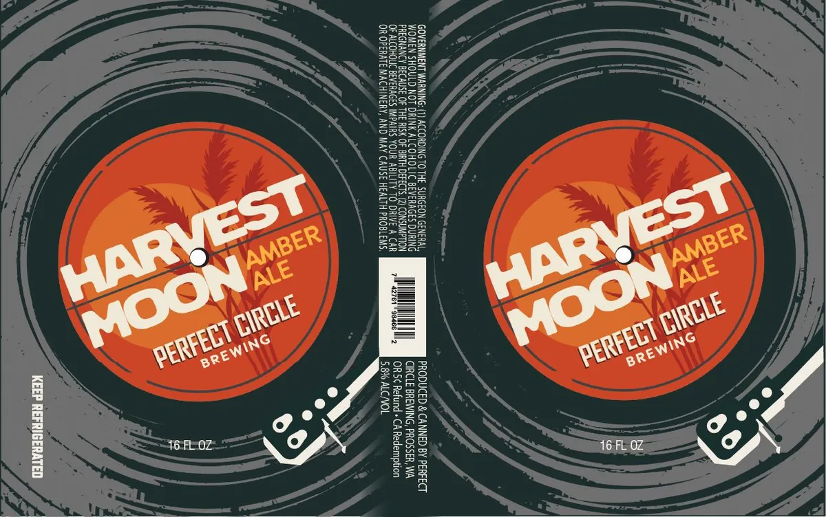Harvest Moon Amber Ale label art — HARVEST MOON AMBER ALE