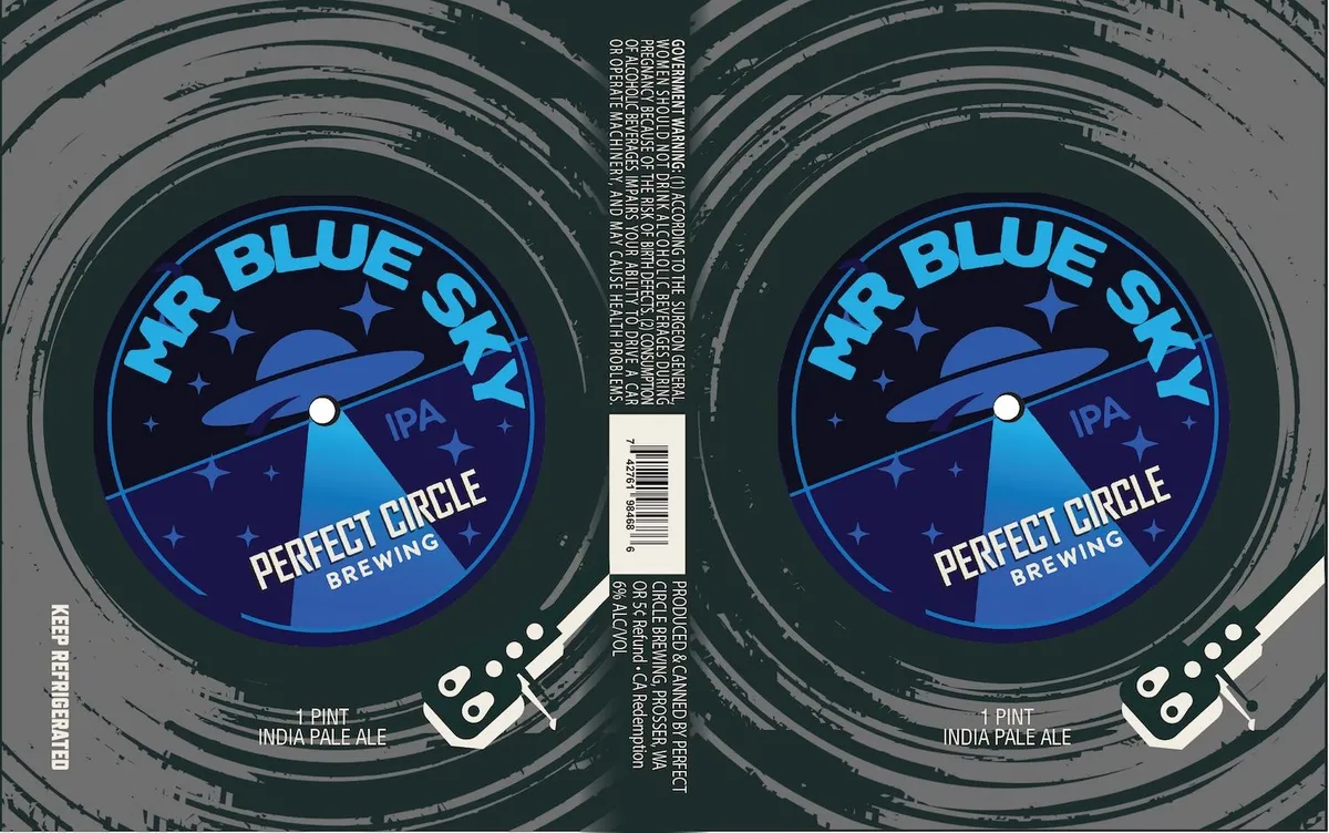 Mr Blue Sky label art — MR BLUE SKY INDIA PALE ALE