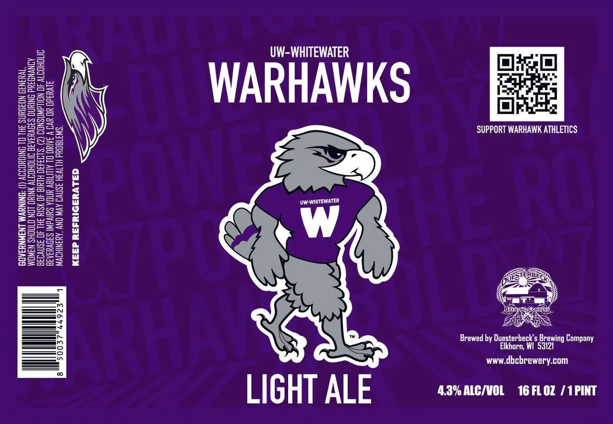 UW-Whitewater Warhawks Light Ale label