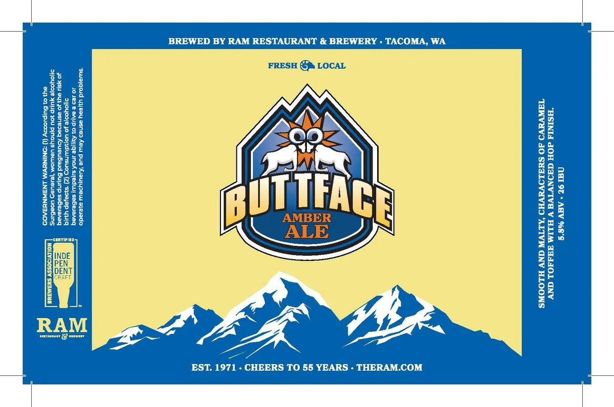 Buttface Amber Ale label